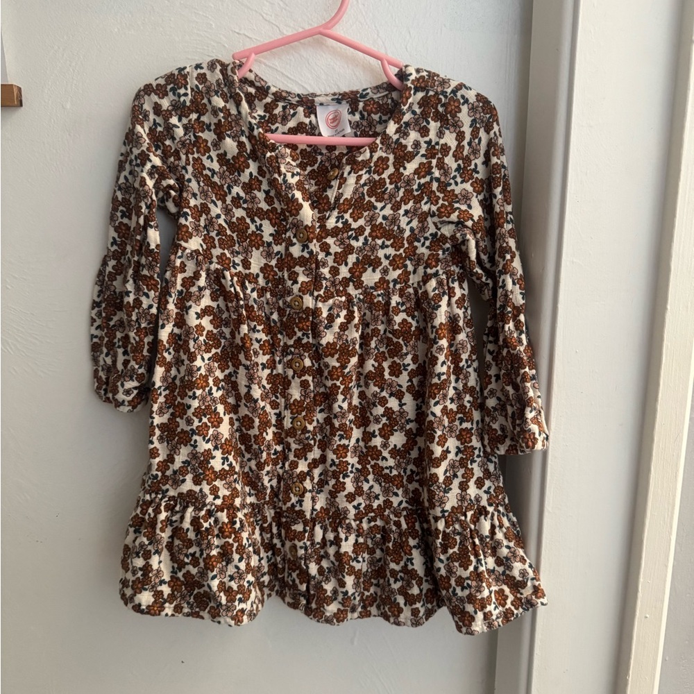 Wonder Nation Floral Toddler Dress - Brown and White